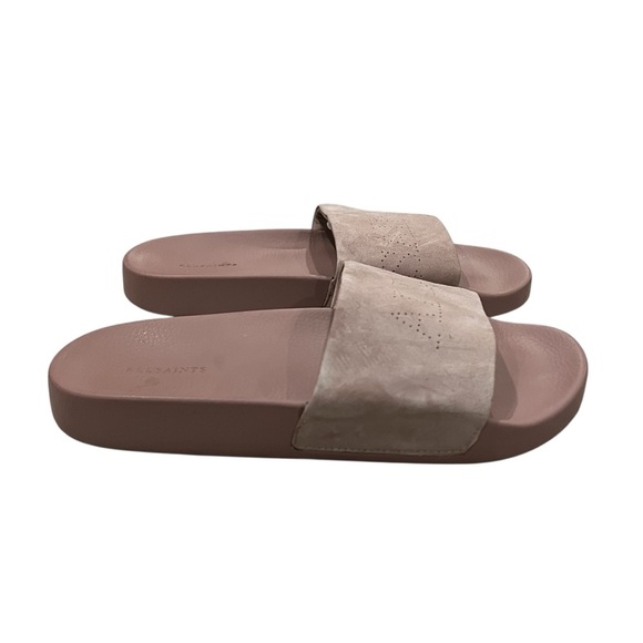 All Saints Karli Taupe Slides Sandals - Picture 4 of 11